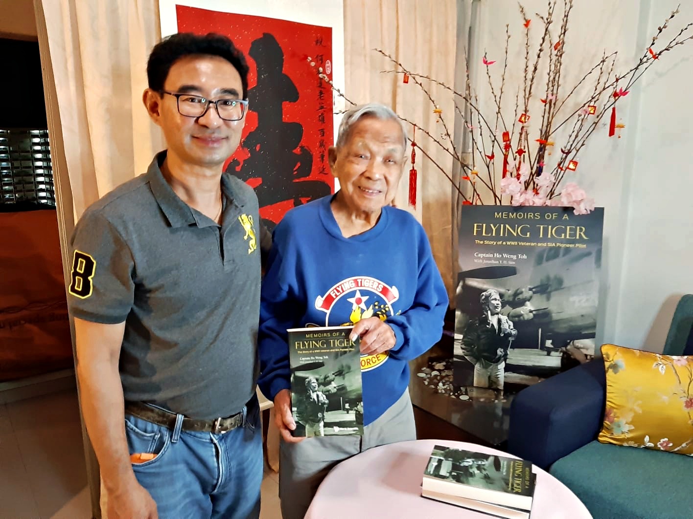 George with Capt Ho on memoirs of the flying tigers